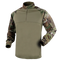 The Condor Long Sleeve Combat Shirt - Scorpion OCP features a solid olive torso, camo sleeves, half-zip front, and adjustable cuffs—perfect for military and law enforcement use.